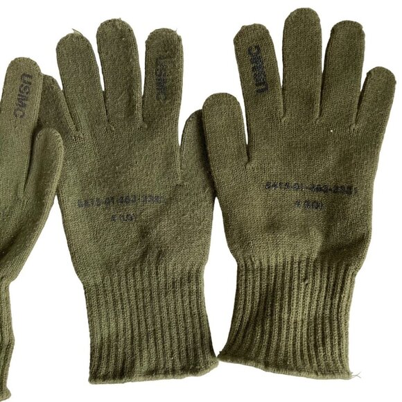 Lot 2 Pairs USMC Wool Glove Inserts Enhanced Grip Liners Olive Drab Marine Corps - Picture 3 of 7